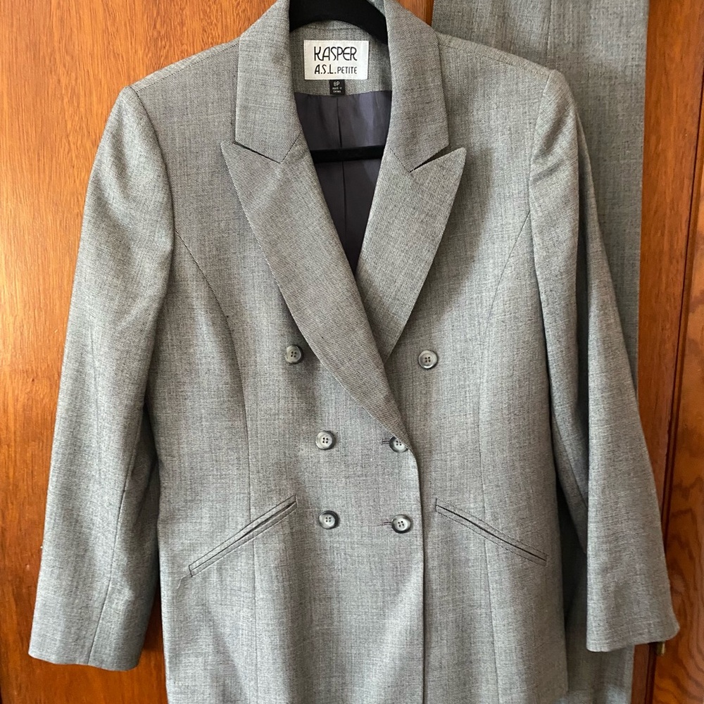 Kasper Charcoal Double-Breasted Blazer and Trousers